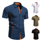 Mens Short Sleeve Shirt Modern Cut Cotton Casual
