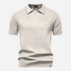 Mens Knit Polo Shirt V-Neck Short Sleeve