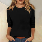 Three-Quarter Sleeve T-Shirt Round Neck Casual