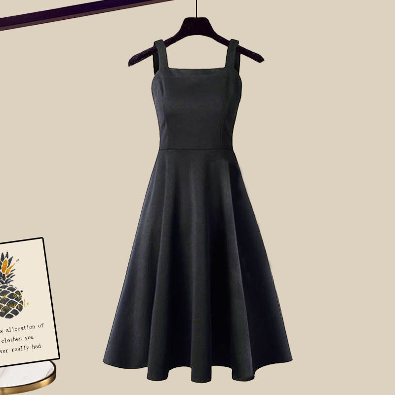 Two Piece Knit Dress Set A Line Dress Cropped Jumper
