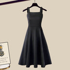 Two Piece Knit Dress Set A Line Dress Cropped Jumper