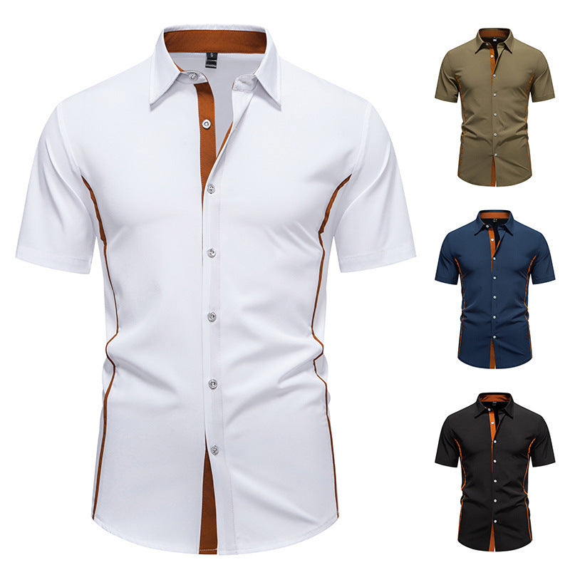 Mens Short Sleeve Shirt Modern Cut Cotton Casual