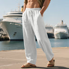 Mens Casual Linen Trousers Breathable Relaxed Fit