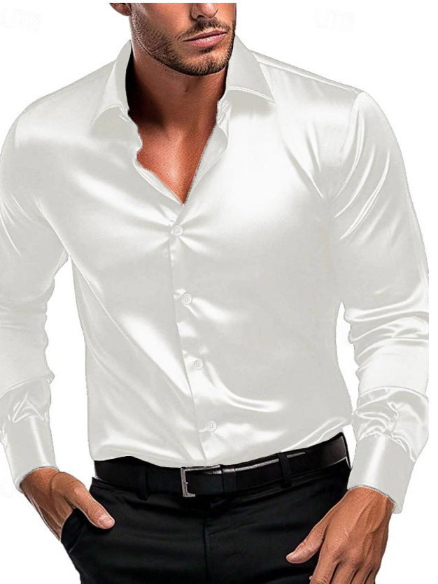 Mens Silk Shirt Luxury Smooth Breathable Formal