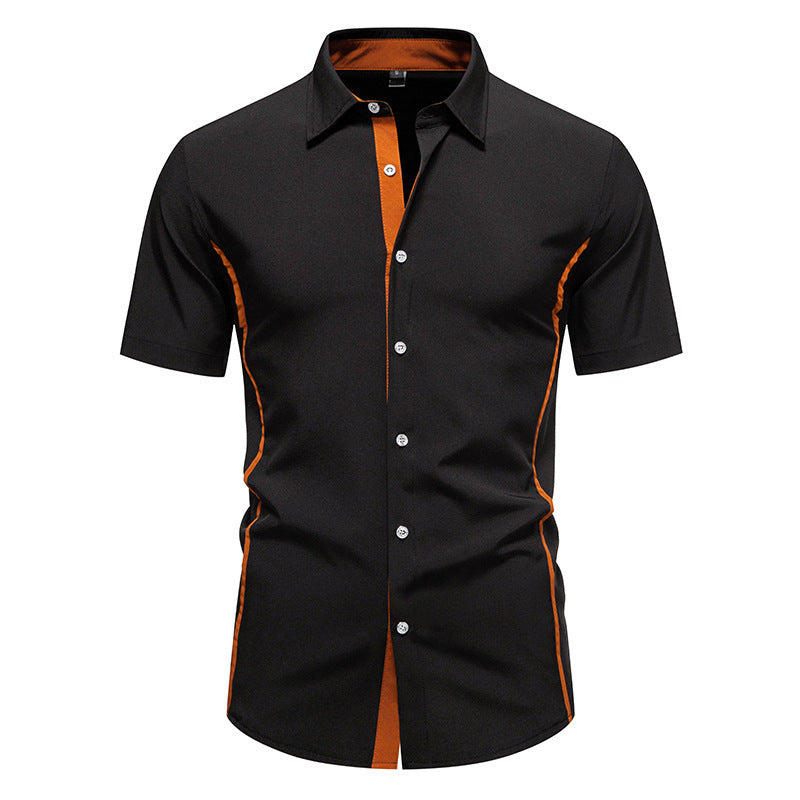 Mens Short Sleeve Shirt Modern Cut Cotton Casual