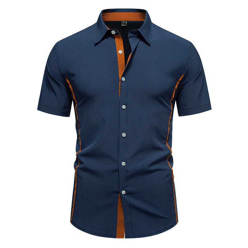 Mens Short Sleeve Shirt Modern Cut Cotton Casual