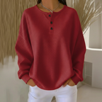 Waffle Knit Jumper Textured Round Neck Long Sleeve Relaxed