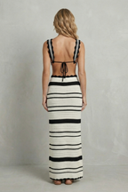 Striped Knit Women’s Open Sleeveless Crochet Set