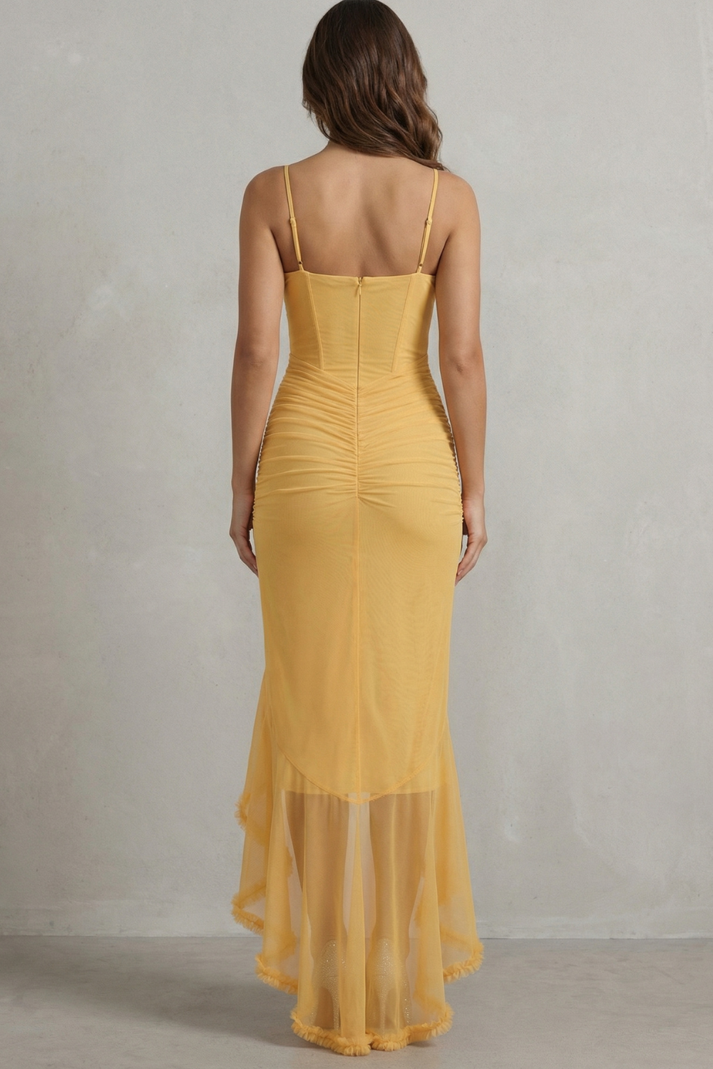 Sweetheart Neckline Ruffle Sleeveless High Low Maxi Dress