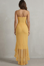 Sweetheart Neckline Ruffle Sleeveless High Low Maxi Dress