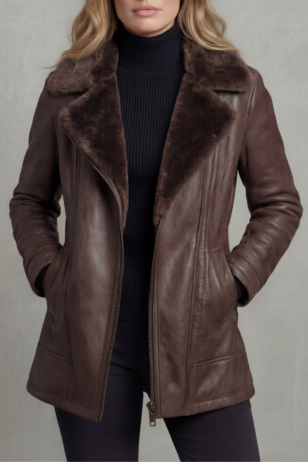 Tailored Zip Leather Jacket