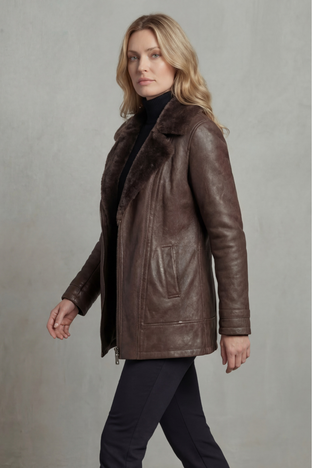 Tailored Zip Leather Jacket