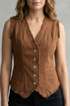 V Neck Denim Western-Inspired Statement Piece