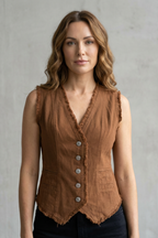 V Neck Denim Western-Inspired Statement Piece