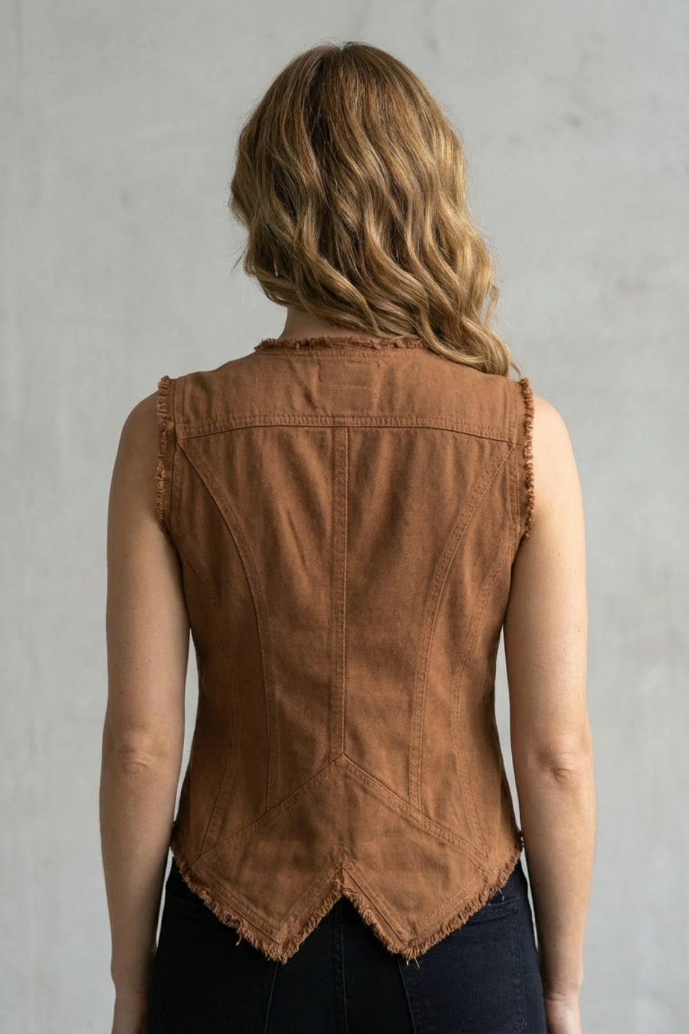 V Neck Denim Western-Inspired Statement Piece
