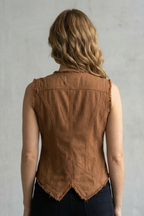 V Neck Denim Western-Inspired Statement Piece