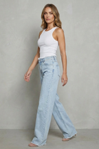 Floor Length High-Waist Wide-Leg Jeans