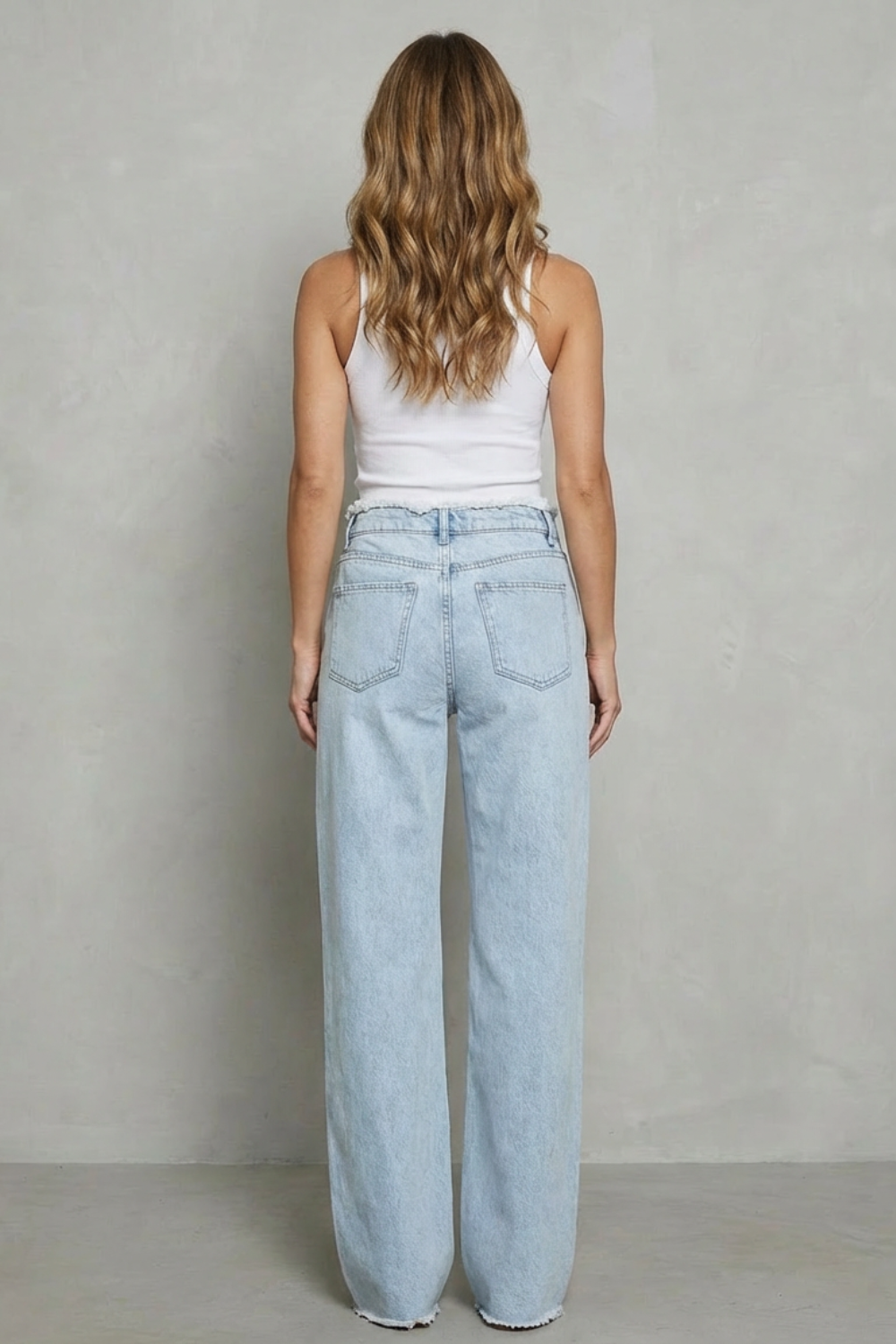 Floor Length High-Waist Wide-Leg Jeans