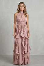 Chiffon Ruffle Maxi Dress