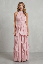 Chiffon Ruffle Maxi Dress