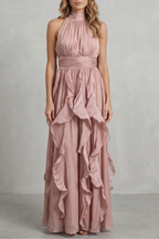 Chiffon Ruffle Maxi Dress