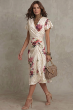 Floral Satin Midi Dress