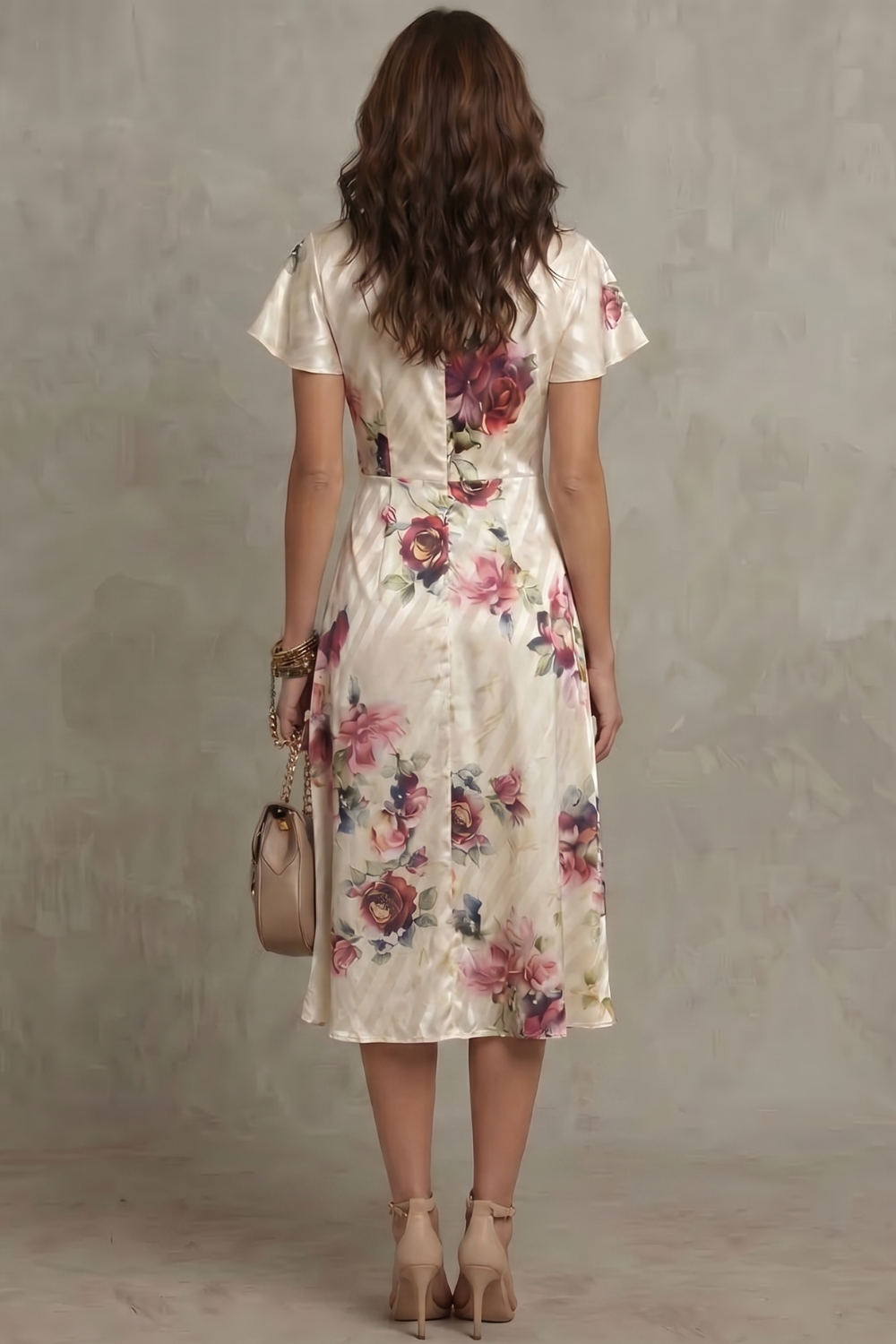 Floral Satin Midi Dress