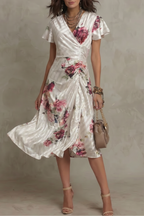 Floral Satin Midi Dress
