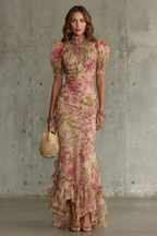 Floral High Neck Maxi Dress