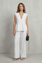 V Neck Sleeveless Top And Trouser Set