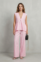 V Neck Sleeveless Top And Trouser Set