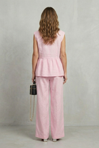 V Neck Sleeveless Top And Trouser Set
