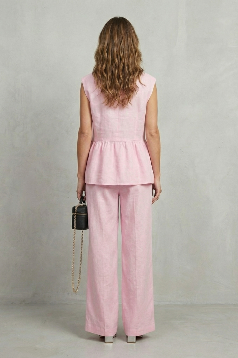 V Neck Sleeveless Top And Trouser Set
