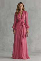 V Neck Chiffon Maxi Dress