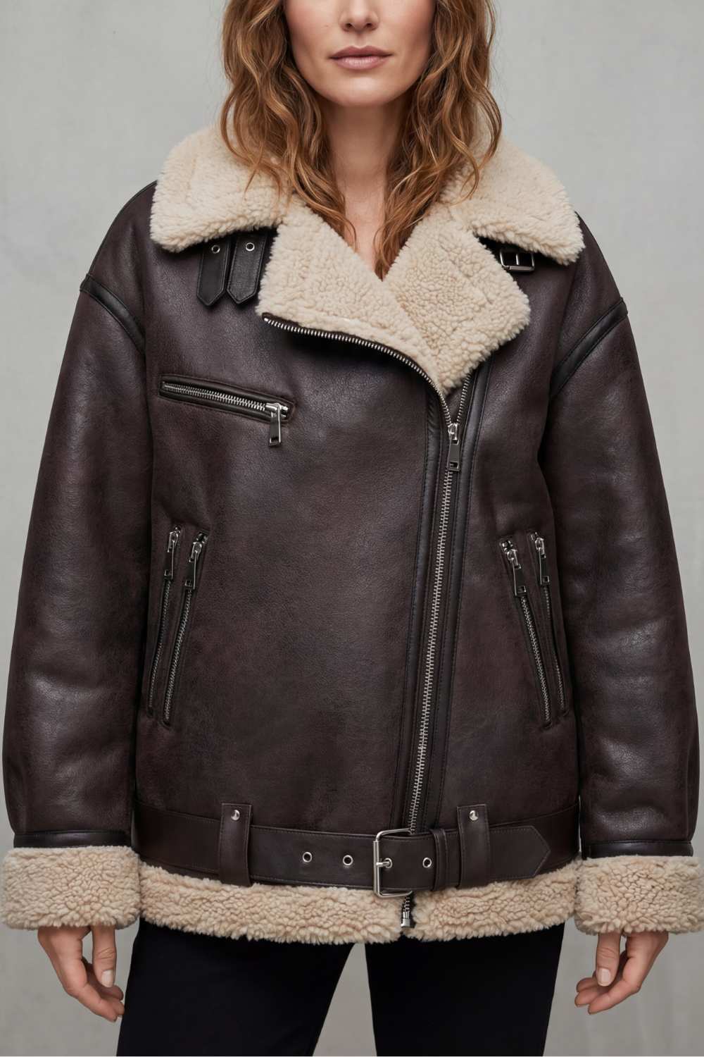 Oversized Zip Aviator Coat
