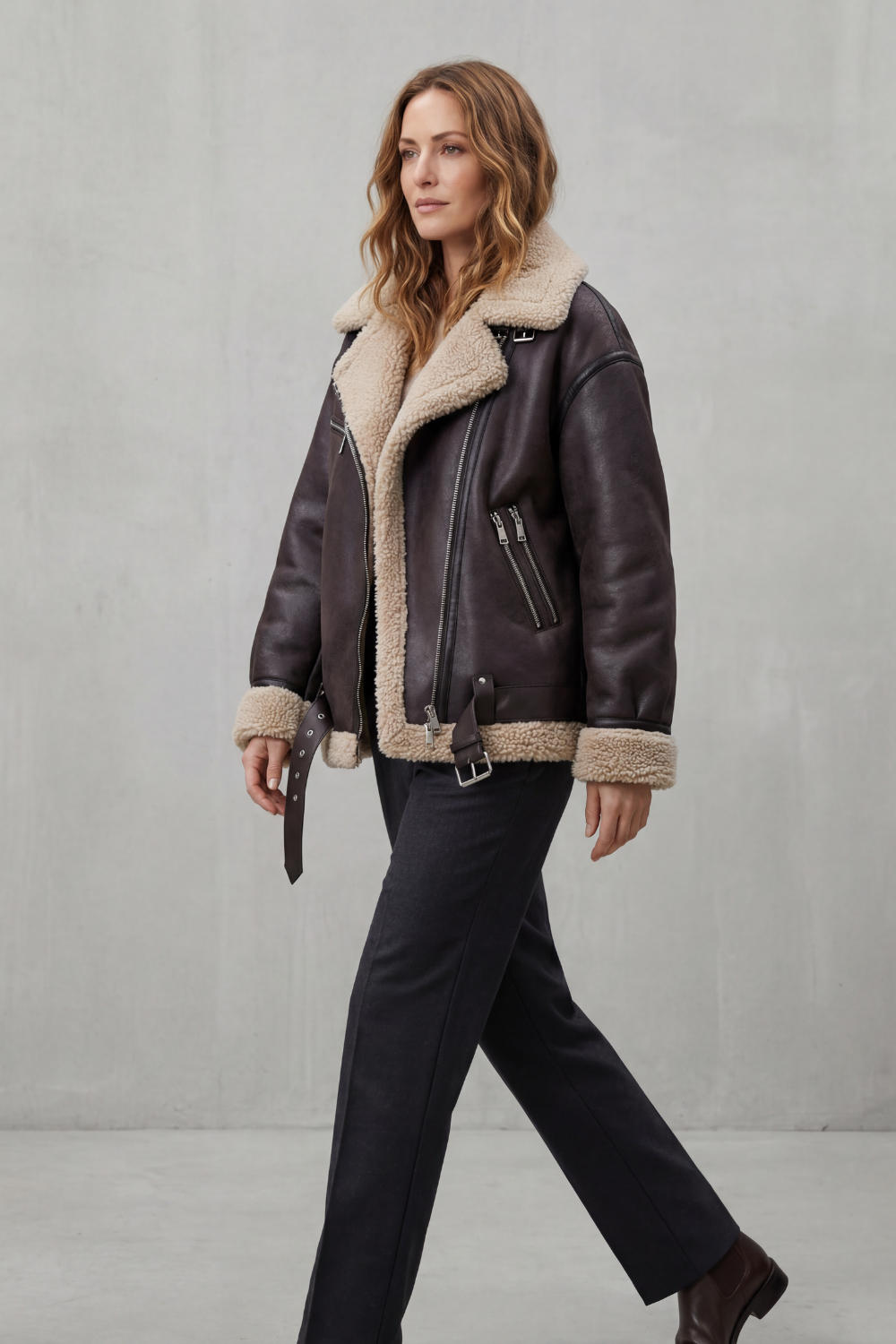 Oversized Zip Aviator Coat