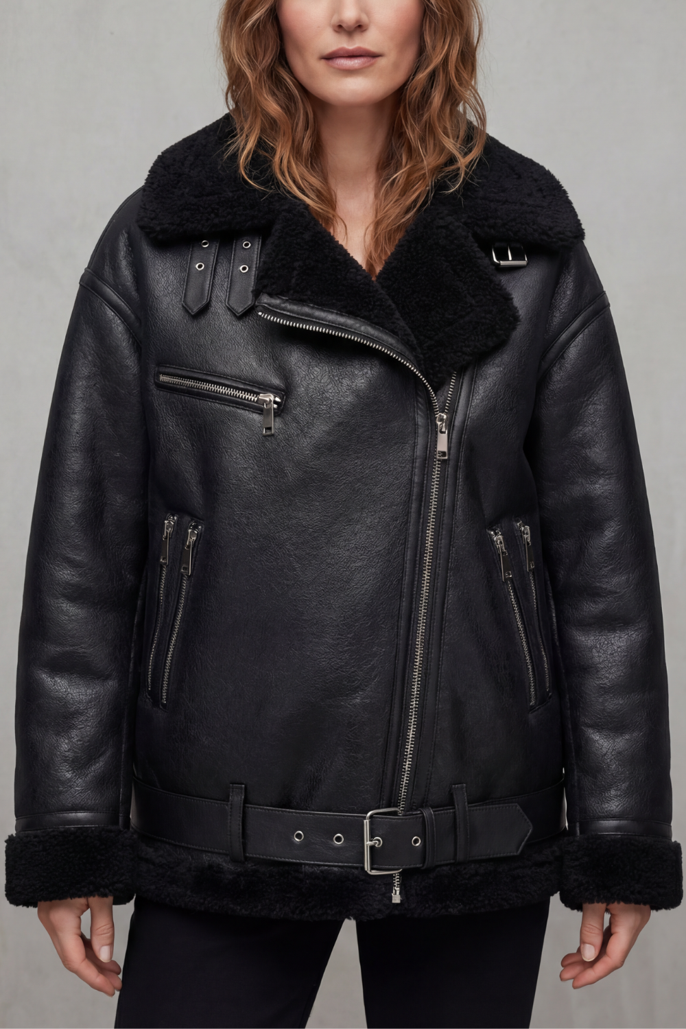 Oversized Zip Aviator Coat