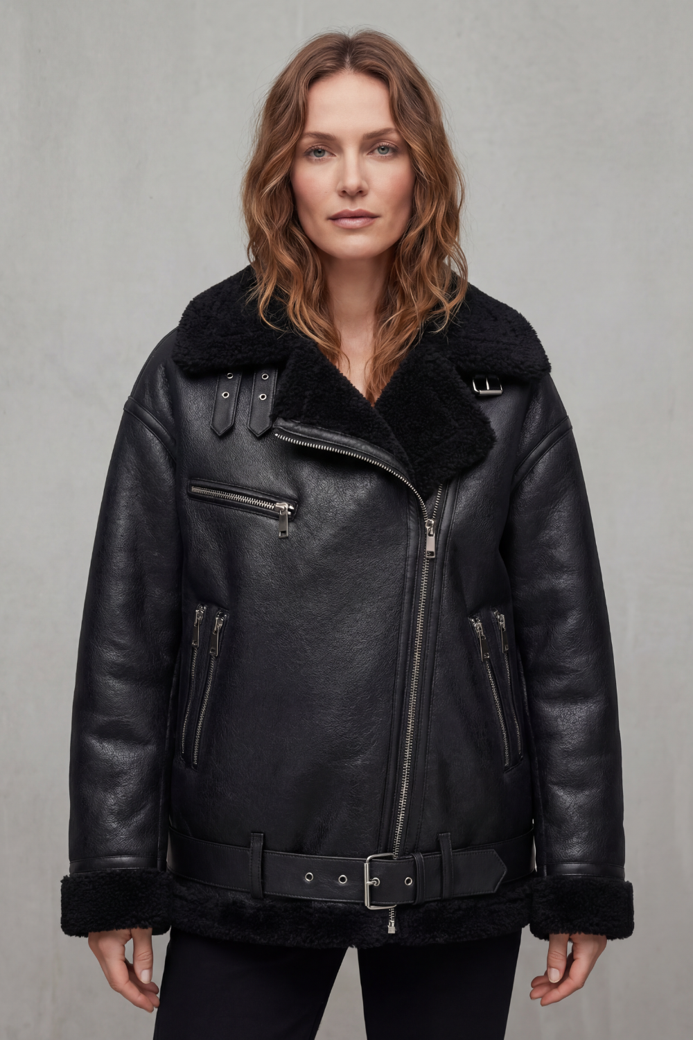 Oversized Zip Aviator Coat
