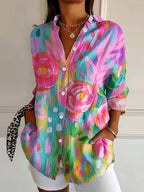 Abstract Print Relaxed Blouse Casual Everyday
