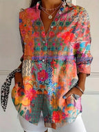Abstract Print Relaxed Blouse Casual Everyday