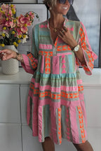 Boho Tiered Swing Midi Dress Flowy Layered Summer