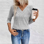 Textured Stripe Jumper Ribbed Knit Round Neck Long Sleeve