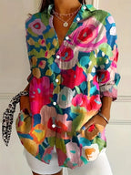 Abstract Print Relaxed Blouse Casual Everyday