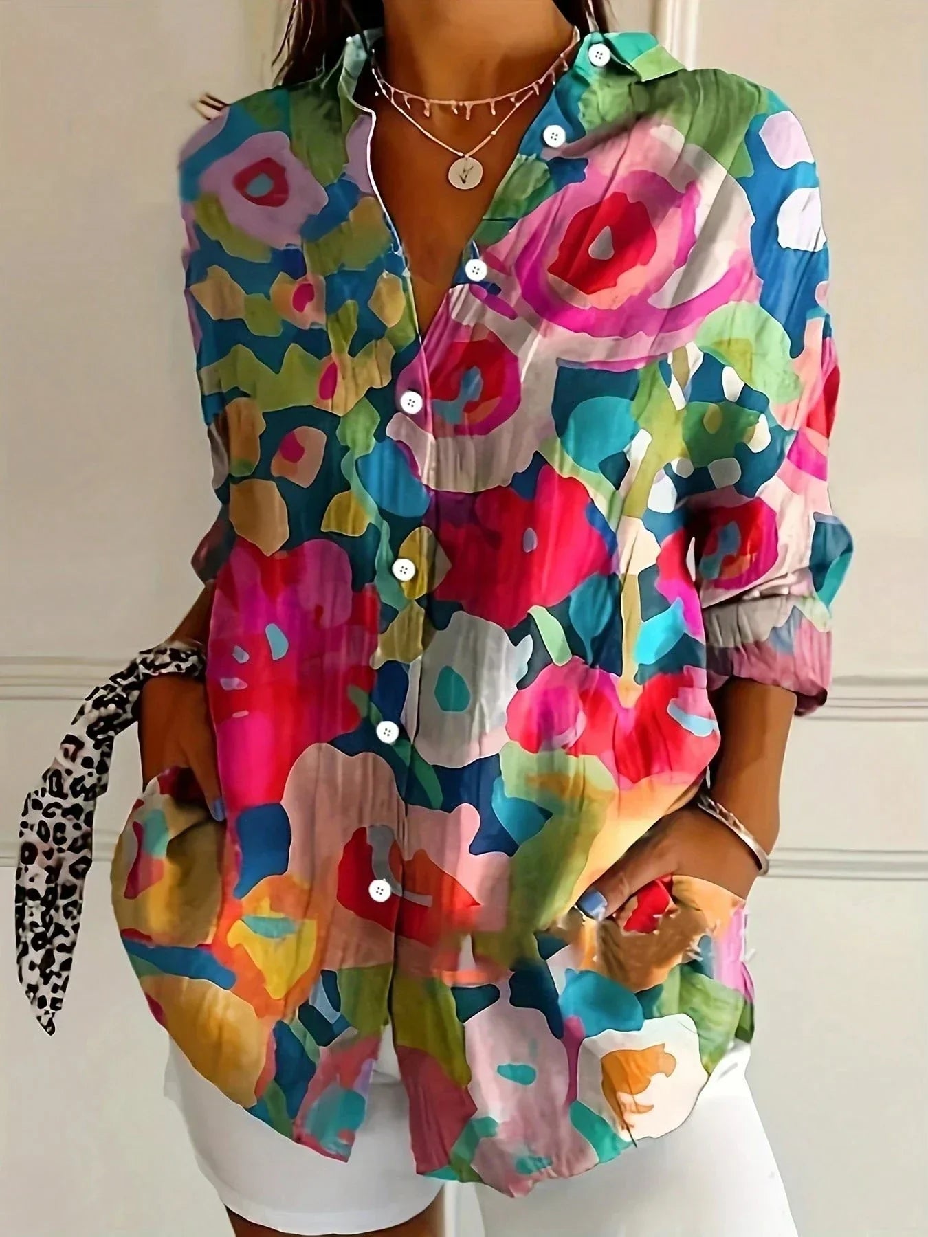 Abstract Print Relaxed Blouse Casual Everyday