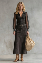 Puff Sleeve Wide-Leg Western-Chic Statement