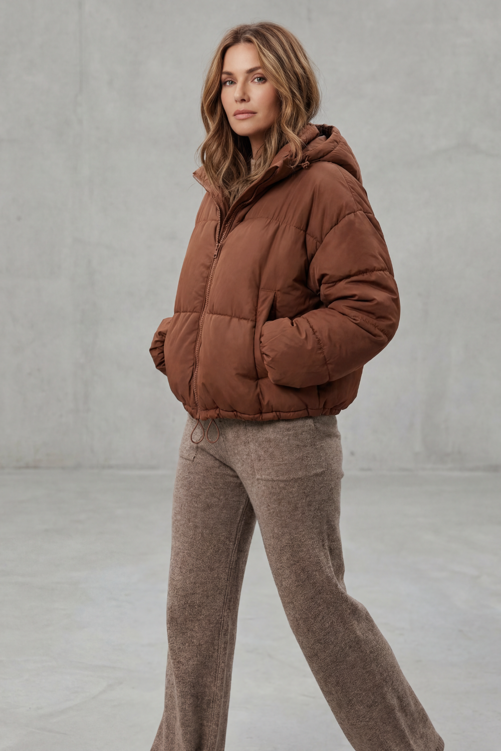 High Neck Oversized Cropped Puffer Jacket