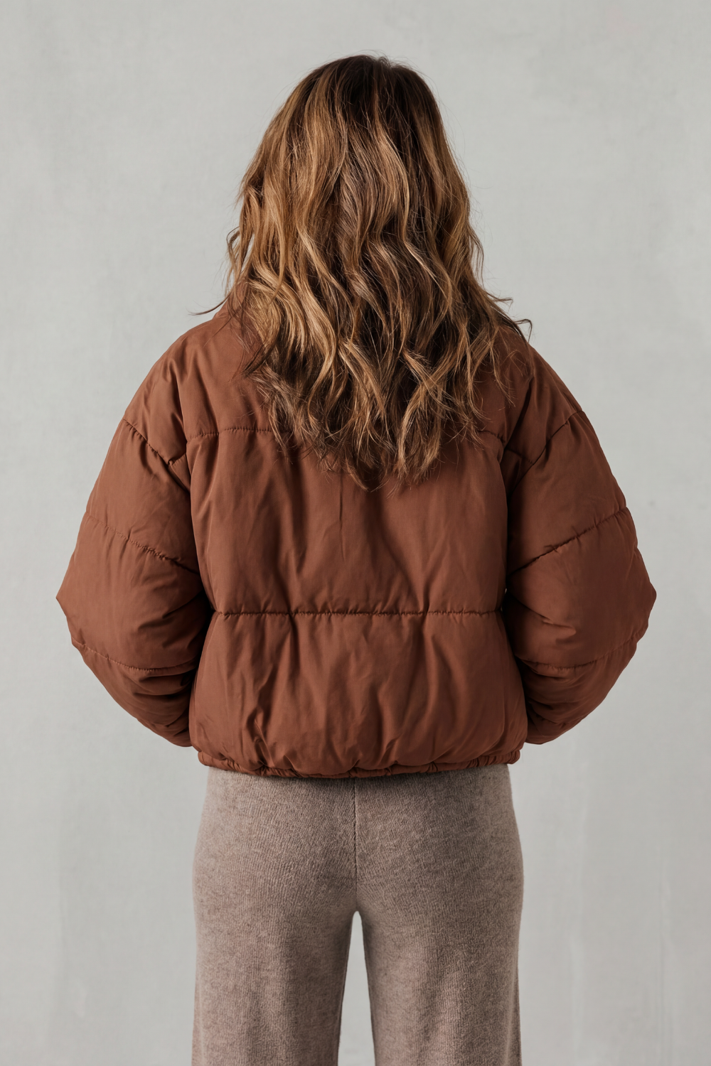High Neck Oversized Cropped Puffer Jacket