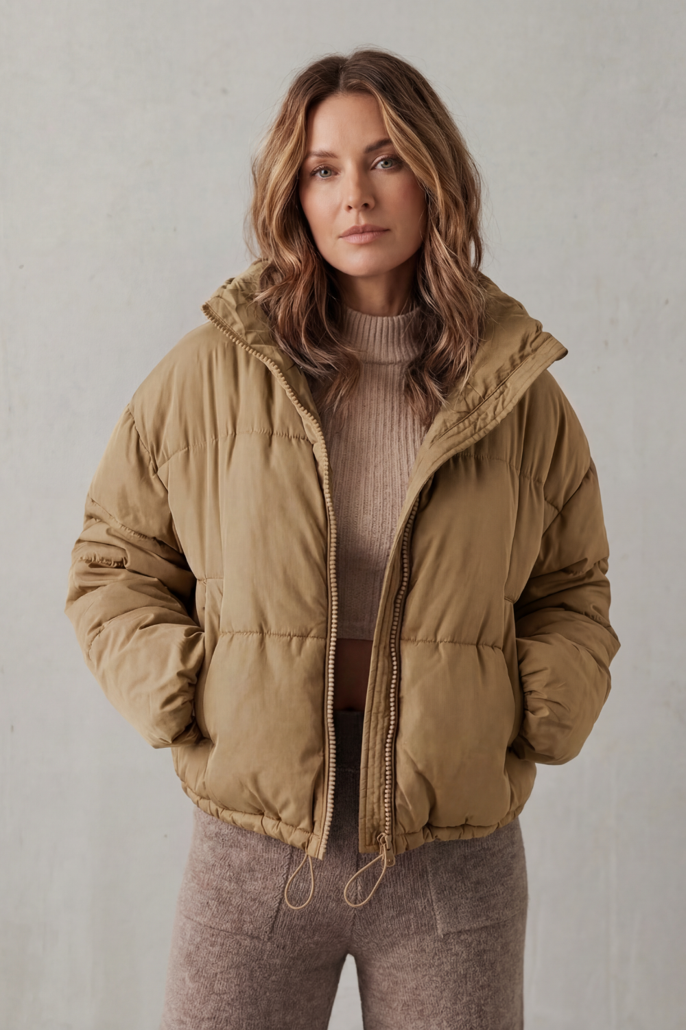 High Neck Oversized Cropped Puffer Jacket