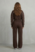 Zip Elasticated Waist Wide-Leg Pants Set