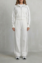 Zip Elasticated Waist Wide-Leg Pants Set